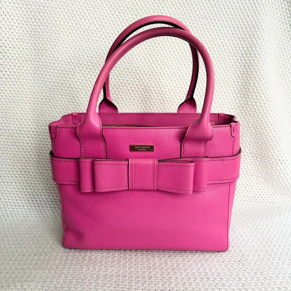Kate  Spade Villabella Quinn Pink Top Handle Bow Triple Compartment Satchel